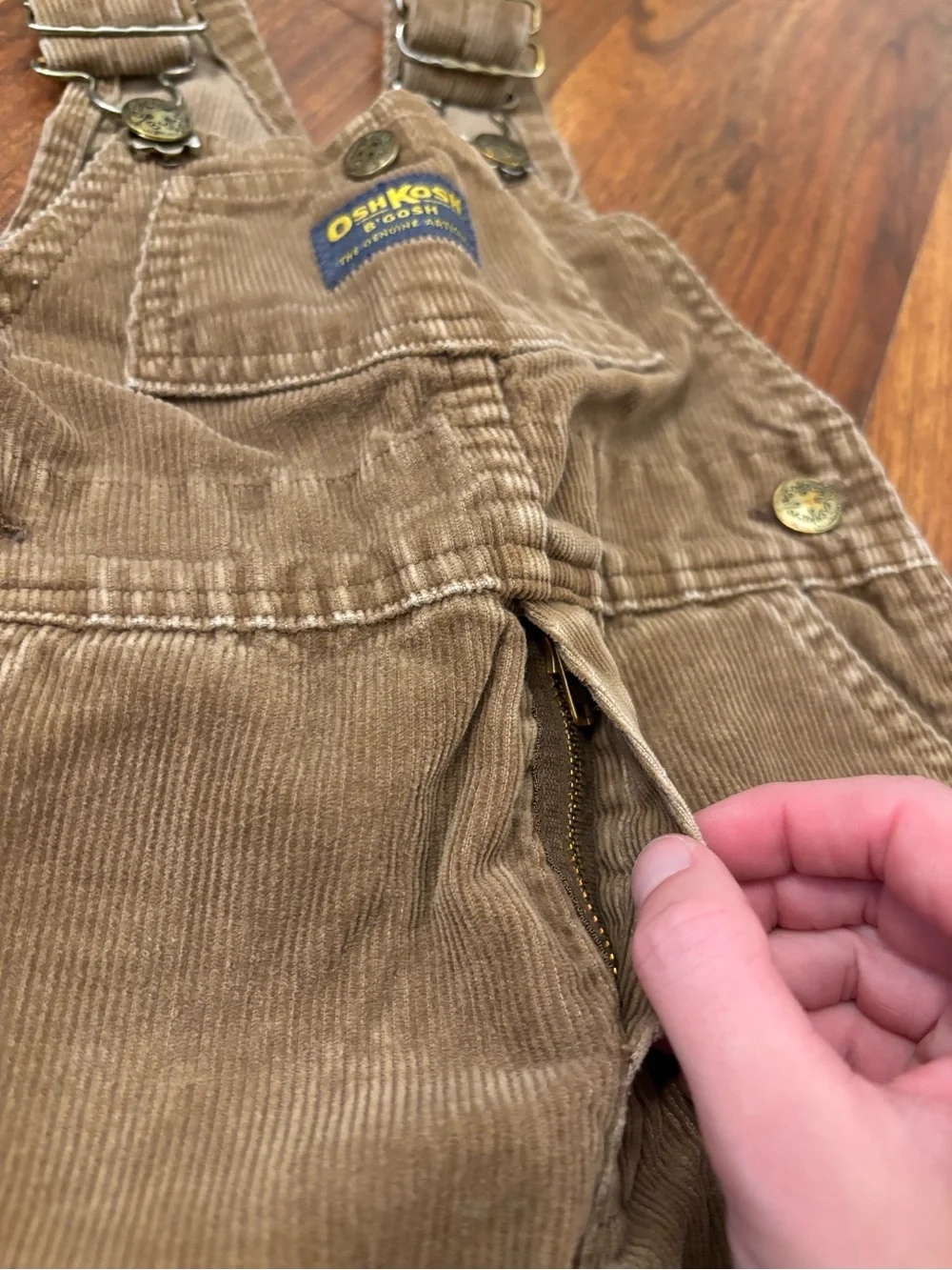 Osh Kosh B’Gosh light brown vintage corduroy overalls
